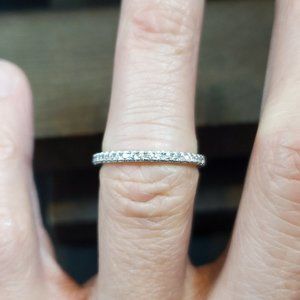 Size 6 925 Sterling Silver Cubic Zirconia Bright Thin Ring